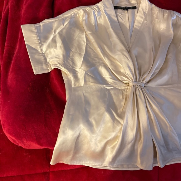 Anne Klein suit 100% Silk ivory creme Top Sz 4P. - Picture 5 of 11